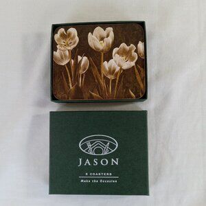JASON Baroque Tulips Coasters Set of 6 Cork Backed Stain Scratch Resistant New